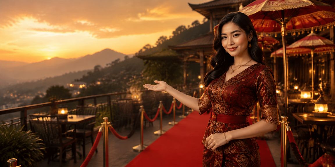 Pengguna melakukan transaksi deposit melalui aplikasi mobile di kafe lokal Indonesia