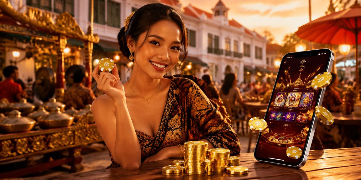 Pengguna mengakses platform casino mobile di kafe dengan suasana santai