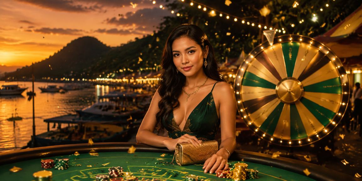 Lucky draw malam hari di pasar dengan hadiah menarik dan lampu berwarna